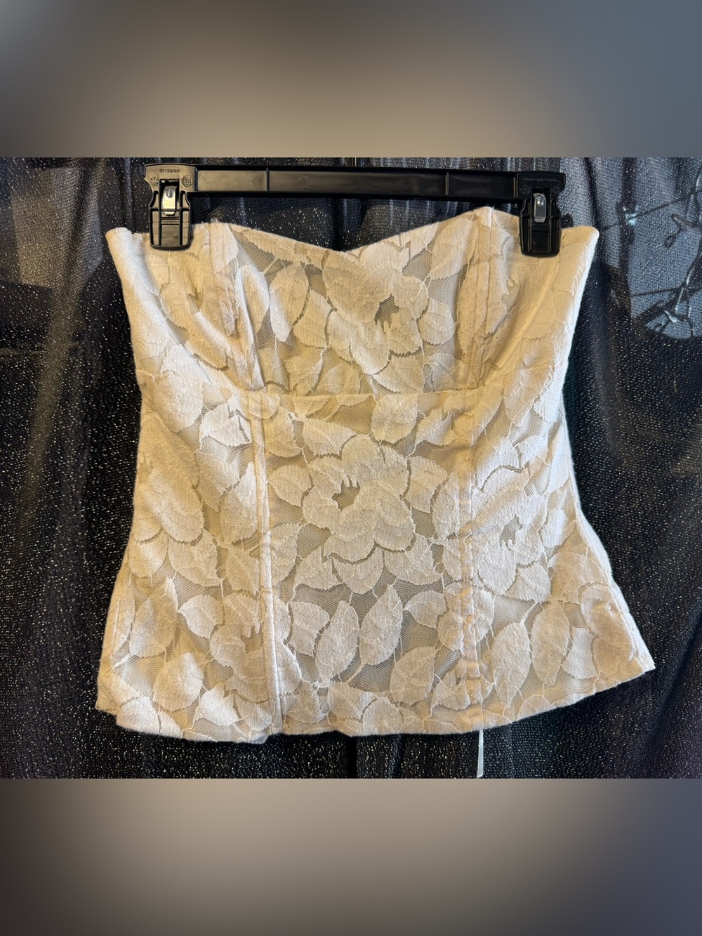 Charlotte Russe Cream Strapless Lace Bustier Top